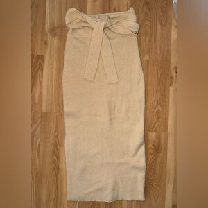 JLUXLABEL Beige Pencil Midi Skirt